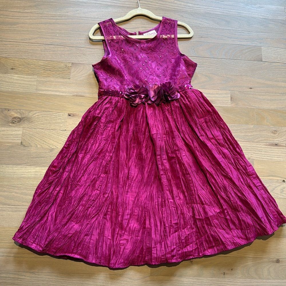 Bloome de jeune fille Holiday Lace Sequin Crinkle Skirt Dress Size 10